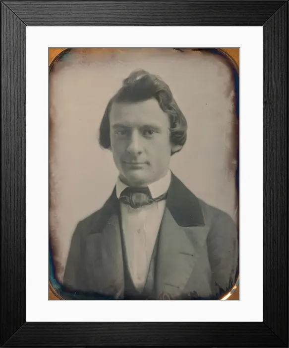 Framed Print : Young Man in Three-piece Suit and Bow Tie, 1850s. Creators: Josiah Johnson Hawes Framed Print : Young Man in Three-piece Suit and Bow Tie, 1850s. Creators: Josiah Johnson Hawes