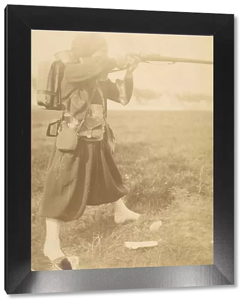 [Soldier Aiming Rifle], 1880s-90s. Creator: Unknown