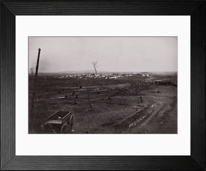 Framed Print : [Wagon in a landscape with army encampment in the distance]. Brady album, p. 125, 1861-65