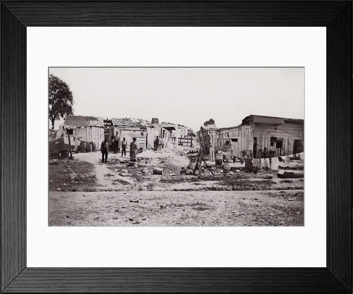 Framed Print : [Encampment with shacks and laundry]. Brady album, p. 129, 1861-65. Creator: Unknown