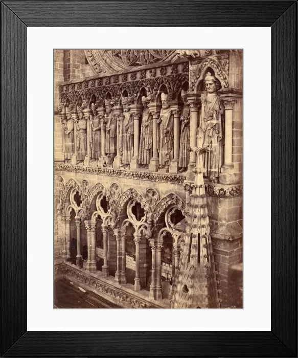 Framed Print : Pointed Arches, Sculptural Saints, and Rose Window on Unidentified Cathedral, 1880s Framed Print : Pointed Arches, Sculptural Saints, and Rose Window on Unidentified Cathedral, 1880s