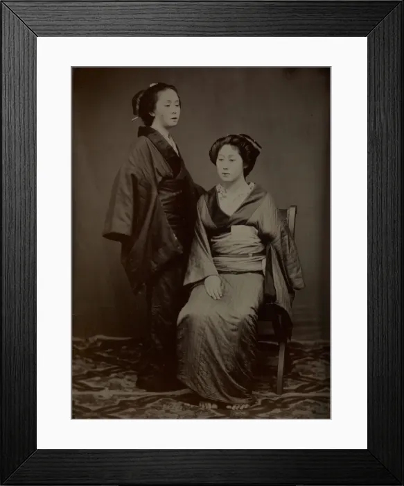 Framed Print : [Geisha with Attendant], 1860s. Creator: Yokoyama Matsusaburo