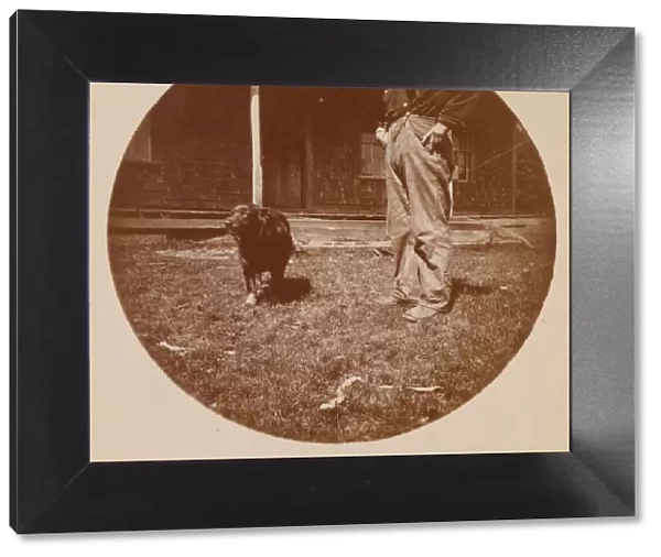 Snapshot: Dog and Man, ca. 1890. Creator: Unknown