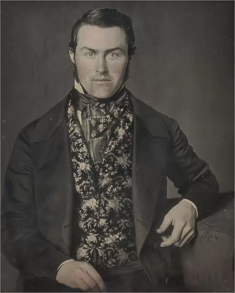 Seated Man in Floral Vest, 1840s-50s. Creators: W. & F