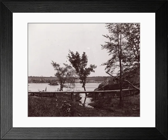 Framed Print : Fort Darling. Masked Battery and Obstruction in James River, ca. 1865 Framed Print : Fort Darling. Masked Battery and Obstruction in James River, ca. 1865