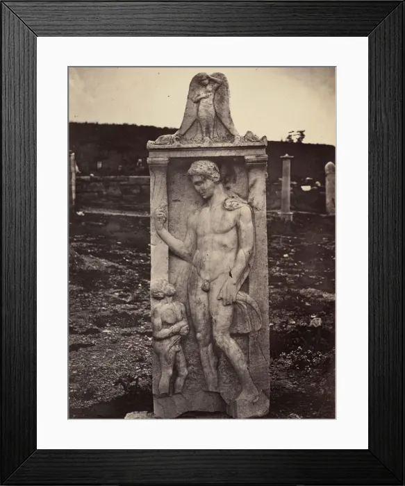 Framed Print : Stele from the Kerameikos Cemetery, Athens, early 1880s. Creator: William James Stillman Framed Print : Stele from the Kerameikos Cemetery, Athens, early 1880s. Creator: William James Stillman