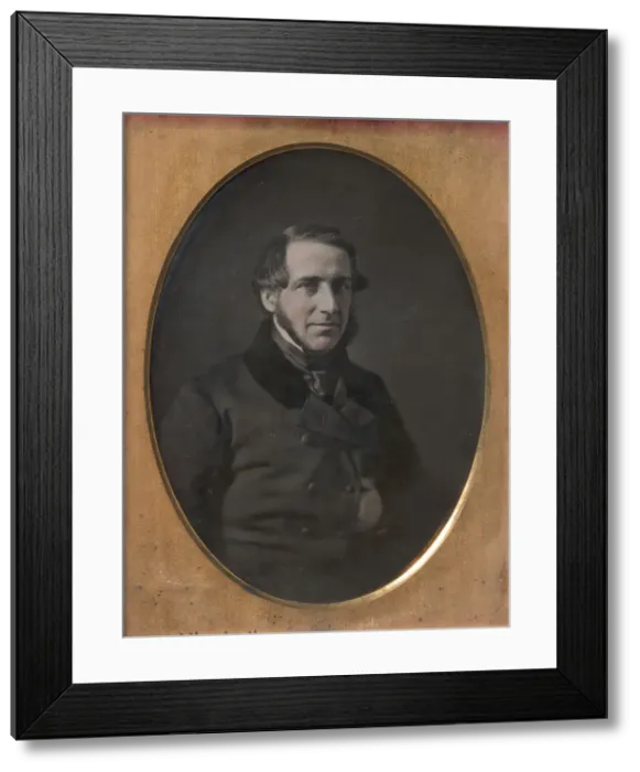 Framed Print : Middle-aged Man with Chinstrap Beard, Hand Tucked Inside Buttoned Jacket, 1840s-50s Framed Print : Middle-aged Man with Chinstrap Beard, Hand Tucked Inside Buttoned Jacket, 1840s-50s