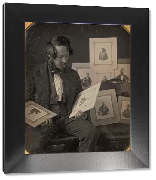 Frederick Langenheim Looking at Talbotypes, ca. 1849-51