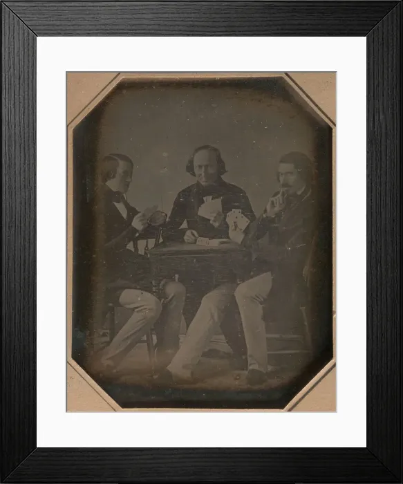 Framed Print : Three Men Playing Cards, March, 1842. Creator: William Langenheim Framed Print : Three Men Playing Cards, March, 1842. Creator: William Langenheim
