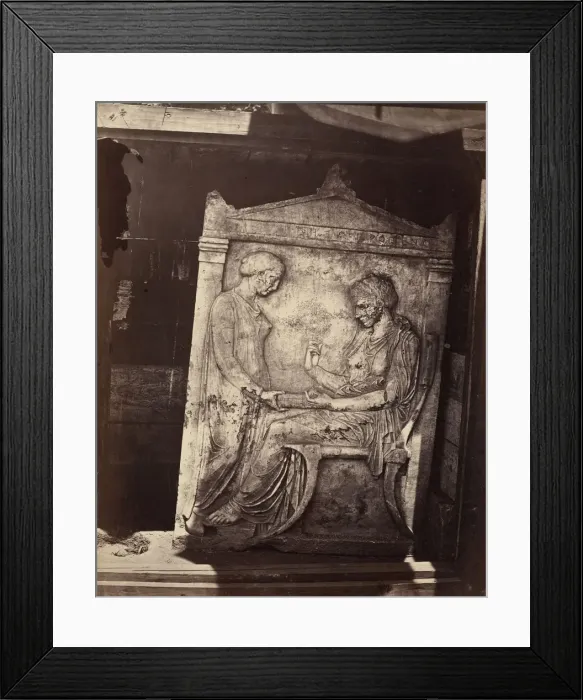 Framed Print : Stele from the Kerameikos Cemetery, Athens, early 1880s. Creator: William James Stillman Framed Print : Stele from the Kerameikos Cemetery, Athens, early 1880s. Creator: William James Stillman