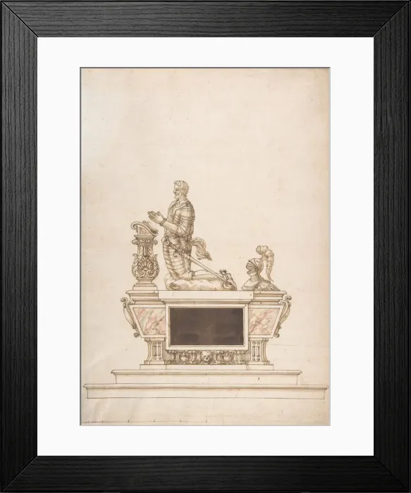 Framed Print : Design for a Mans Tomb, 16th century. Creator: Anon Framed Print : Design for a Mans Tomb, 16th century. Creator: Anon