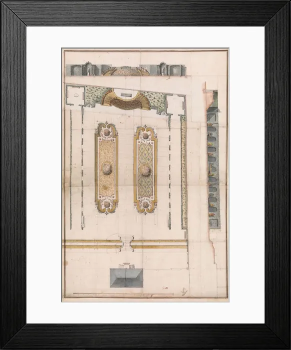 Framed Print : Design for the Garden of a Hotel on Rue des Amandiers, Paris, late 18th century Framed Print : Design for the Garden of a Hotel on Rue des Amandiers, Paris, late 18th century
