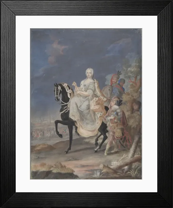 Framed Print : Portrait of a Russian Empress on horseback, 18th century. Creator: Anon Framed Print : Portrait of a Russian Empress on horseback, 18th century. Creator: Anon