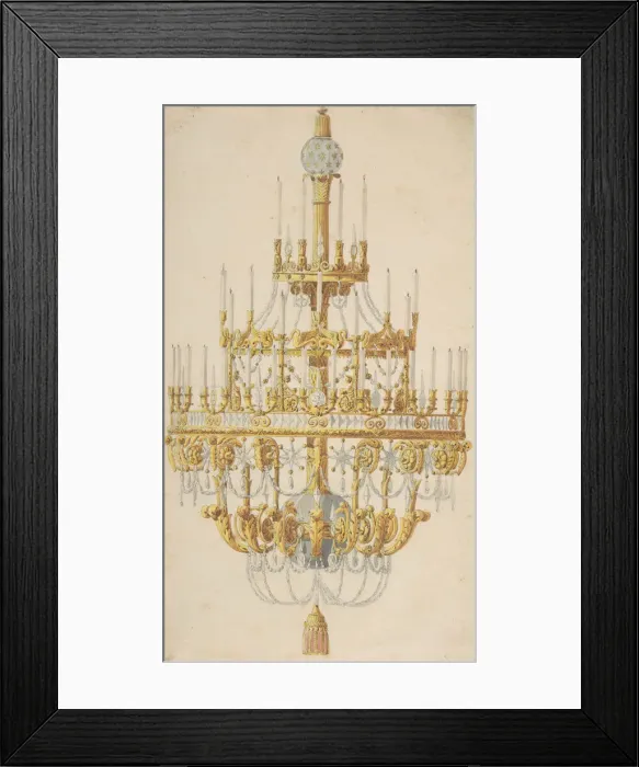 Framed Print : Design for Chandelier, 18th century. Creator: Anon Framed Print : Design for Chandelier, 18th century. Creator: Anon