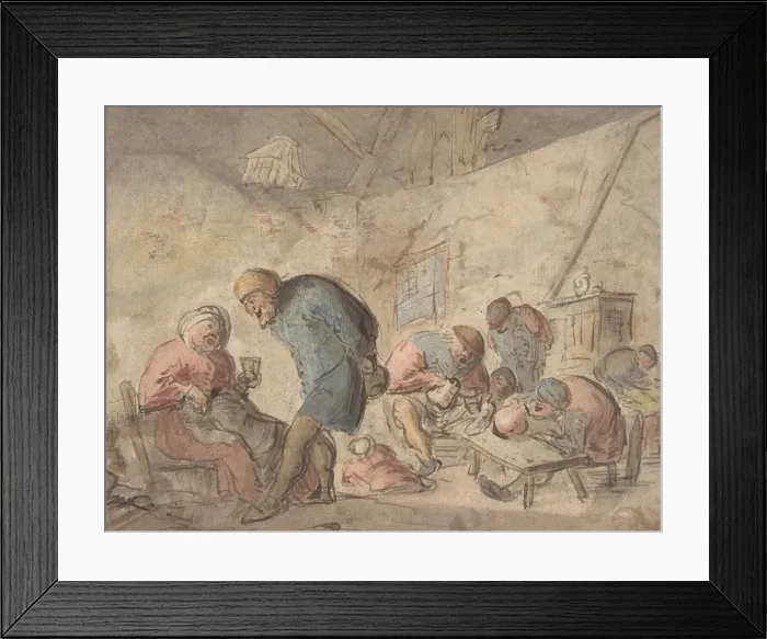 Framed Print : Peasants Drinking, verso: sketches of peasants, 1610-85 Framed Print : Peasants Drinking, verso: sketches of peasants, 1610-85