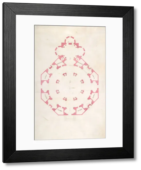 Framed Print : Design for a Church with a Central Octagonal Plan, 1570-1620. Creator: Anon Framed Print : Design for a Church with a Central Octagonal Plan, 1570-1620. Creator: Anon
