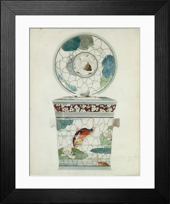 Framed Print : Design for a Covered Dish in the Service au Filet'(Fish Net Ware)... 1875-85 Framed Print : Design for a Covered Dish in the Service au Filet'(Fish Net Ware)... 1875-85