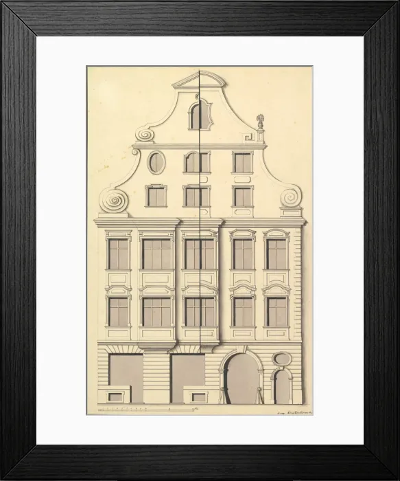 Framed Print : Drawing for the Street Elevation of a Town House, 1729. Creator: Andreas Schneidmann Framed Print : Drawing for the Street Elevation of a Town House, 1729. Creator: Andreas Schneidmann