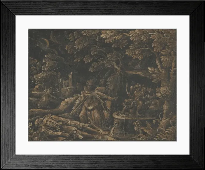 Framed Print : Pyramus and Thisbe, ca. 1580. Creator: Anon Framed Print : Pyramus and Thisbe, ca. 1580. Creator: Anon