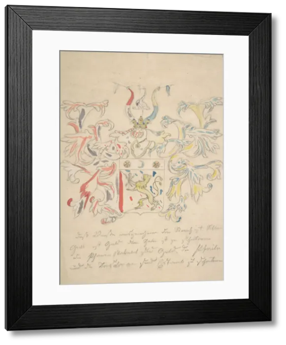 Framed Print : Design for coat of arms, 18th century. Creator: Anon Framed Print : Design for coat of arms, 18th century. Creator: Anon