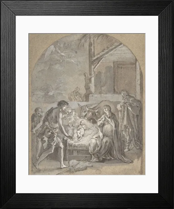 Framed Print : Adoration of the Shepherds, 18th century. Creator: Anon Framed Print : Adoration of the Shepherds, 18th century. Creator: Anon