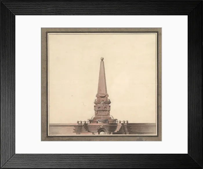 Framed Print : Design for a fountain with an obelisk, ca. 1760-80. Creator: Anon Framed Print : Design for a fountain with an obelisk, ca. 1760-80. Creator: Anon