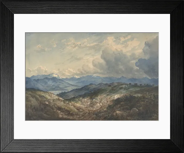 Framed Print : Mountainous Landscape with Approaching Thunderstorm, 19th century. Creator: Anon Framed Print : Mountainous Landscape with Approaching Thunderstorm, 19th century. Creator: Anon