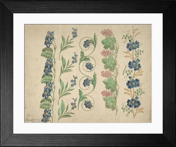 Framed Print : Designs for Embroidery, 19th century. Creator: Anon Framed Print : Designs for Embroidery, 19th century. Creator: Anon