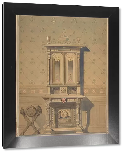 Design for a Cabinet in an Interior Setting, 1870-80. Creator: Anon