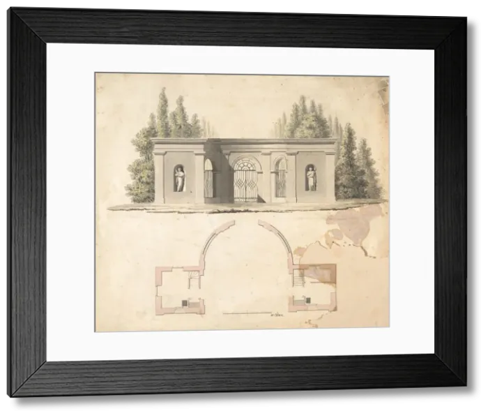 Framed Print : Elevation Design for Pavillion, 19th century. Creator: Anon Framed Print : Elevation Design for Pavillion, 19th century. Creator: Anon