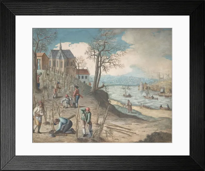Framed Print : Planting Trees, 18th century. Creator: Anon Framed Print : Planting Trees, 18th century. Creator: Anon