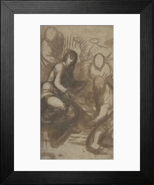 Framed Print : Adoration of the Shepherds(?), 16th century. Creator: Anon Framed Print : Adoration of the Shepherds(?), 16th century. Creator: Anon