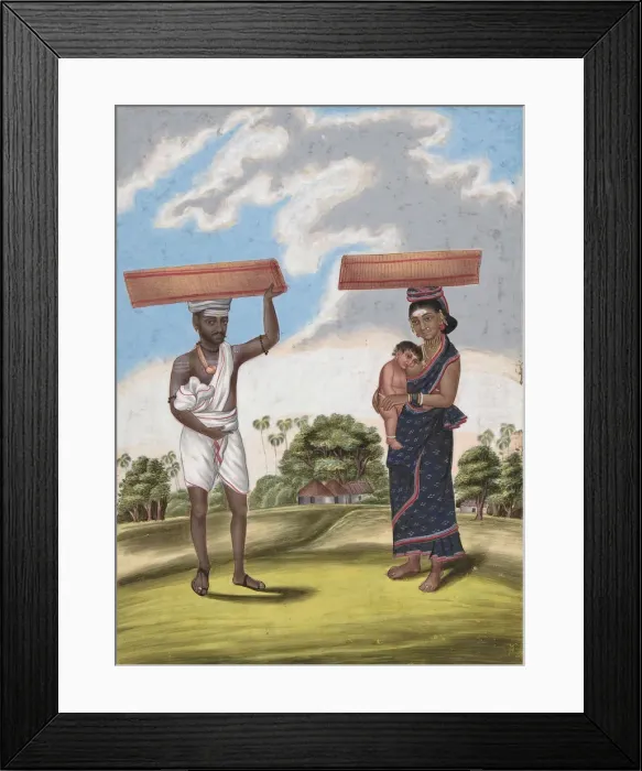 Framed Print : Mat-seller, in Malabar Cast, from Indian Trades and Castes, ca. 1840. Creator: Anon Framed Print : Mat-seller, in Malabar Cast, from Indian Trades and Castes, ca. 1840. Creator: Anon