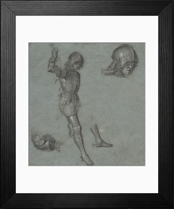 Framed Print : Studies of a Seated Youth in Armor, ca. 1505. Creator: Vittore Carpaccio Framed Print : Studies of a Seated Youth in Armor, ca. 1505. Creator: Vittore Carpaccio