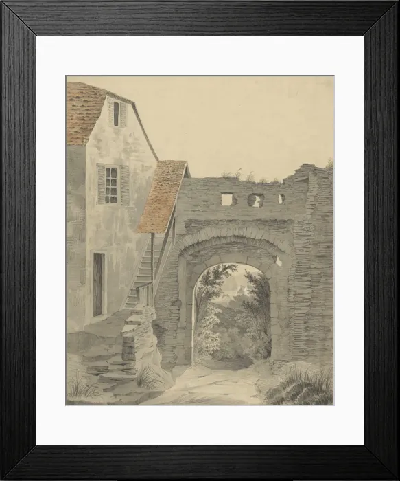 Framed Print : Entryway to Schloss Epstein, 1852. Creator: W. Becker Framed Print : Entryway to Schloss Epstein, 1852. Creator: W. Becker