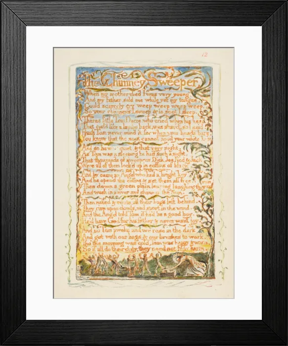 Framed Print : Songs of Innocence and of Experience: The Chimney Sweeper, ca. 1825 Framed Print : Songs of Innocence and of Experience: The Chimney Sweeper, ca. 1825