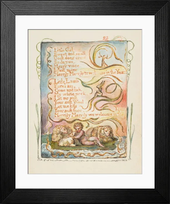 Framed Print : Songs of Innocence and of Experience: Spring (second plate): Little Girl, ca. 1825 Framed Print : Songs of Innocence and of Experience: Spring (second plate): Little Girl, ca. 1825