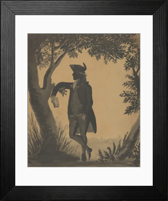 Framed Print : Young Man Leaning Against a Tree With a Book, ca. 1780-89. Creator: William Wellings Framed Print : Young Man Leaning Against a Tree With a Book, ca. 1780-89. Creator: William Wellings