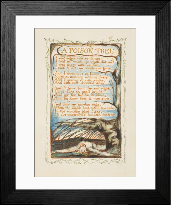 Framed Print : Songs of Innocence and of Experience: A Poison Tree, ca. 1825. Creator: William Blake Framed Print : Songs of Innocence and of Experience: A Poison Tree, ca. 1825. Creator: William Blake