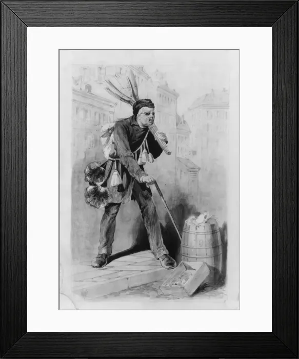 Framed Print : Blind Broomseller, (14th Street, New York City), ca. 1860. Creator: Unknown Framed Print : Blind Broomseller, (14th Street, New York City), ca. 1860. Creator: Unknown