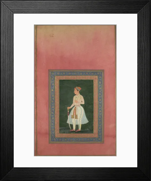 Framed Print : Portrait of a Noble in Gauzy White Costume, Folio from the Davis Album, 17th century Framed Print : Portrait of a Noble in Gauzy White Costume, Folio from the Davis Album, 17th century