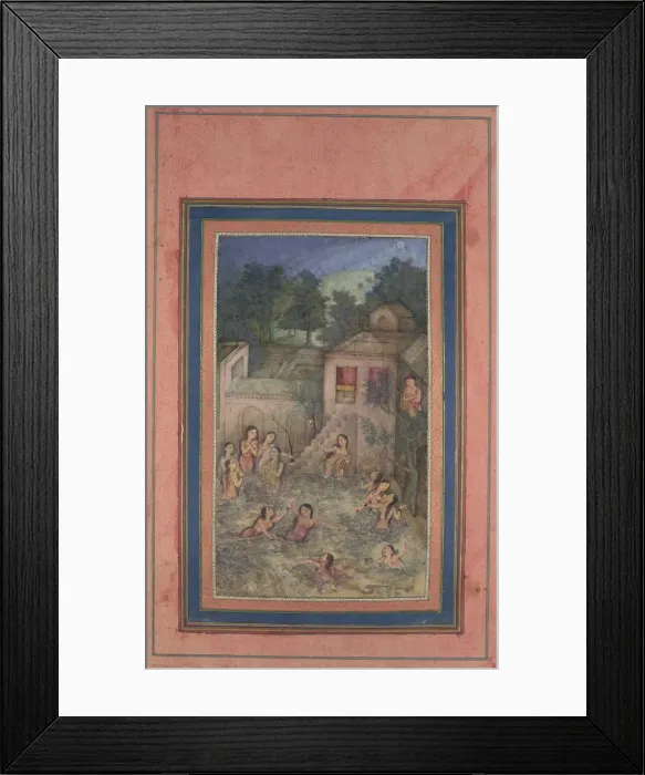 Framed Print : Women Bathing by Moonlight, Folio from the Davis Album, 18th century. Creator: Unknown Framed Print : Women Bathing by Moonlight, Folio from the Davis Album, 18th century. Creator: Unknown