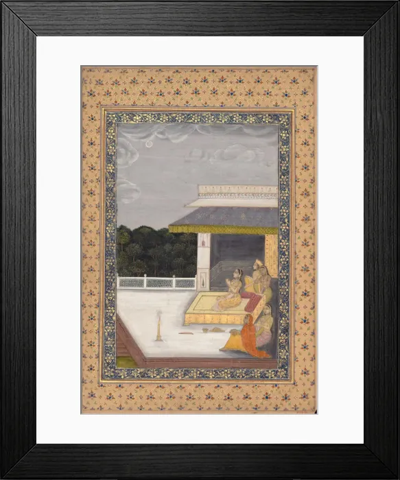 Framed Print : Women Enjoying the Moonlight, 18th century. Creator: Unknown Framed Print : Women Enjoying the Moonlight, 18th century. Creator: Unknown