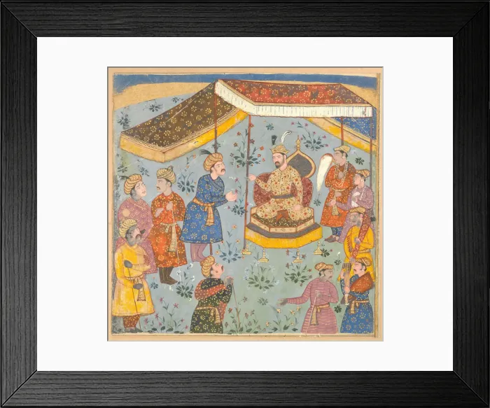 Framed Print : Reception of a Persian Ambassador by a Mughal Prince, early 17th century Framed Print : Reception of a Persian Ambassador by a Mughal Prince, early 17th century