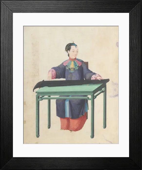 Framed Print : Musician playing Guqin (?? ), late 18th century. Creator: Unknown Framed Print : Musician playing Guqin (?? ), late 18th century. Creator: Unknown