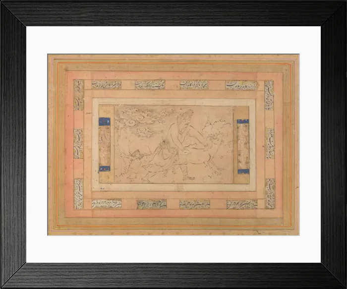 Framed Print : Man with a Ram, Folio from the Bellini Album, ca. 1600. Creator: Unknown Framed Print : Man with a Ram, Folio from the Bellini Album, ca. 1600. Creator: Unknown
