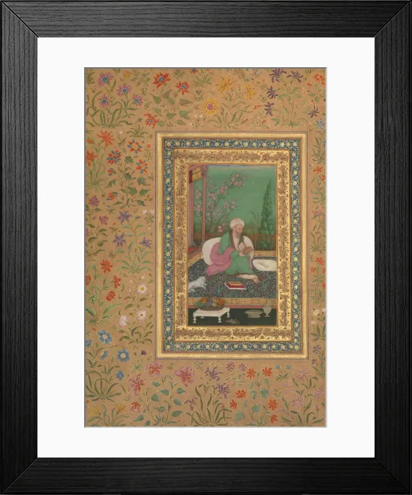 Framed Print : Haji Husain Bukhari, Folio from the Shah Jahan Album, recto: early 19th century Framed Print : Haji Husain Bukhari, Folio from the Shah Jahan Album, recto: early 19th century