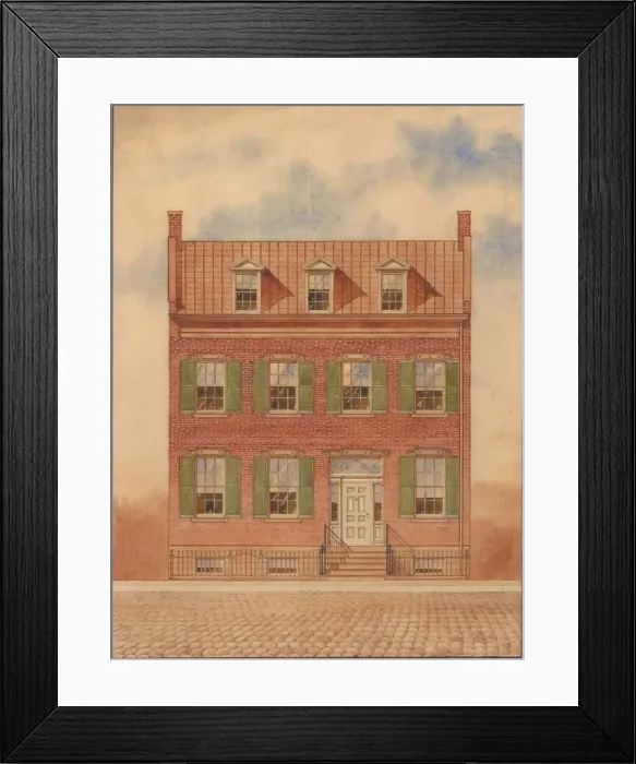 Framed Print : Architectural Drawing of an Early Nineteenth-Century Brick House, New York Framed Print : Architectural Drawing of an Early Nineteenth-Century Brick House, New York