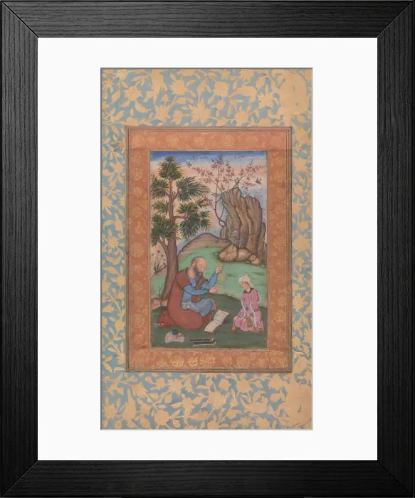 Framed Print : Young Prince and Mentor Sitting in Landscape, ca. 1600. Creator: Unknown Framed Print : Young Prince and Mentor Sitting in Landscape, ca. 1600. Creator: Unknown