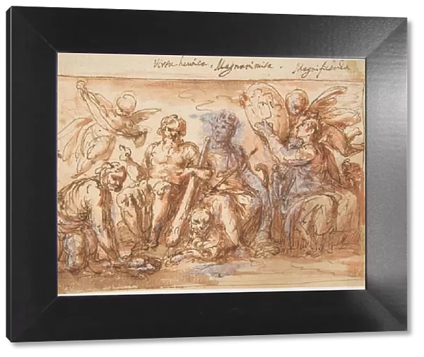 Allegorical Figures: Force, Hercules Strangling the Hydra, Plenty, and Fame, 1600-1650
